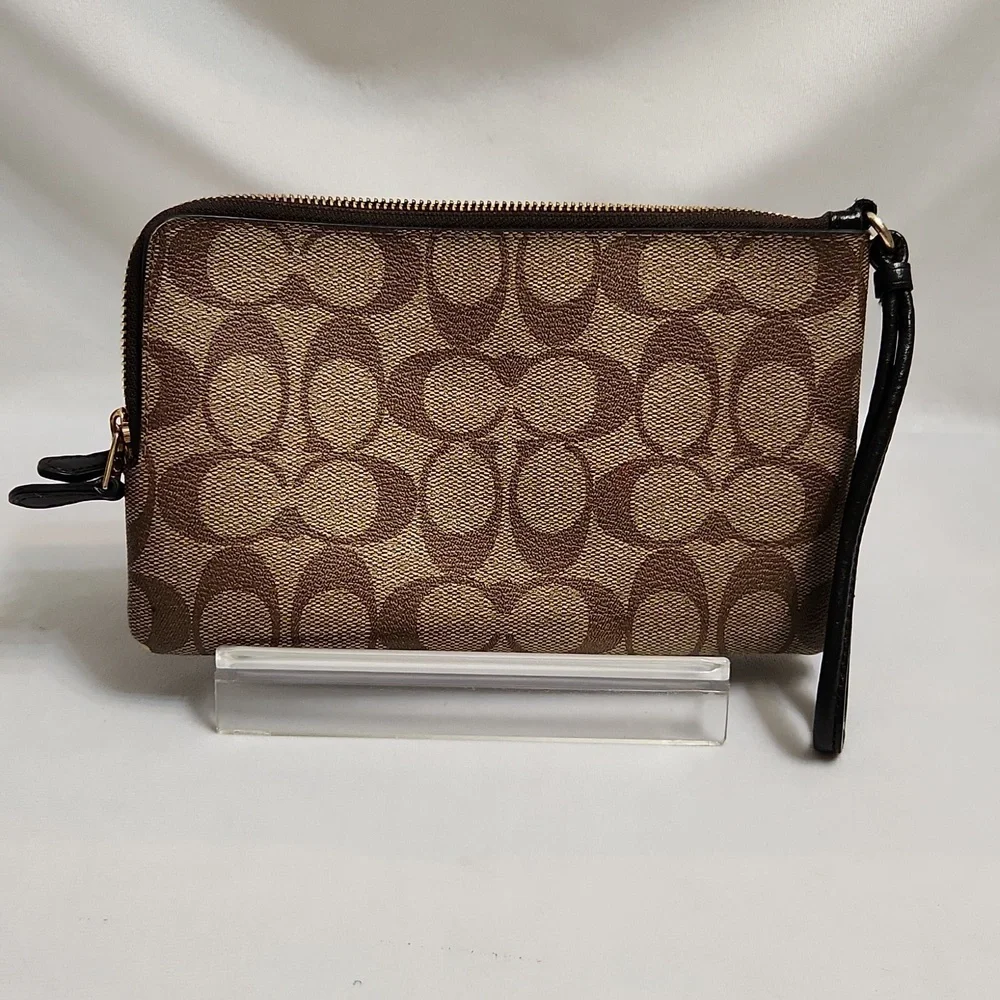 Coach Signature Double Zip Wallet Wristlet - Picture 2 of 14